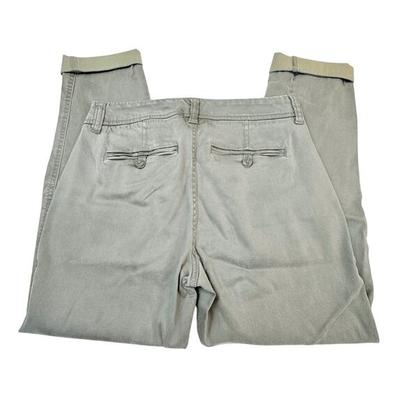 Liverpool Los Angeles Olive Green Boyfriend Cut Soft Khaki Pants Cuffed Ankle - Picture 15 of 16